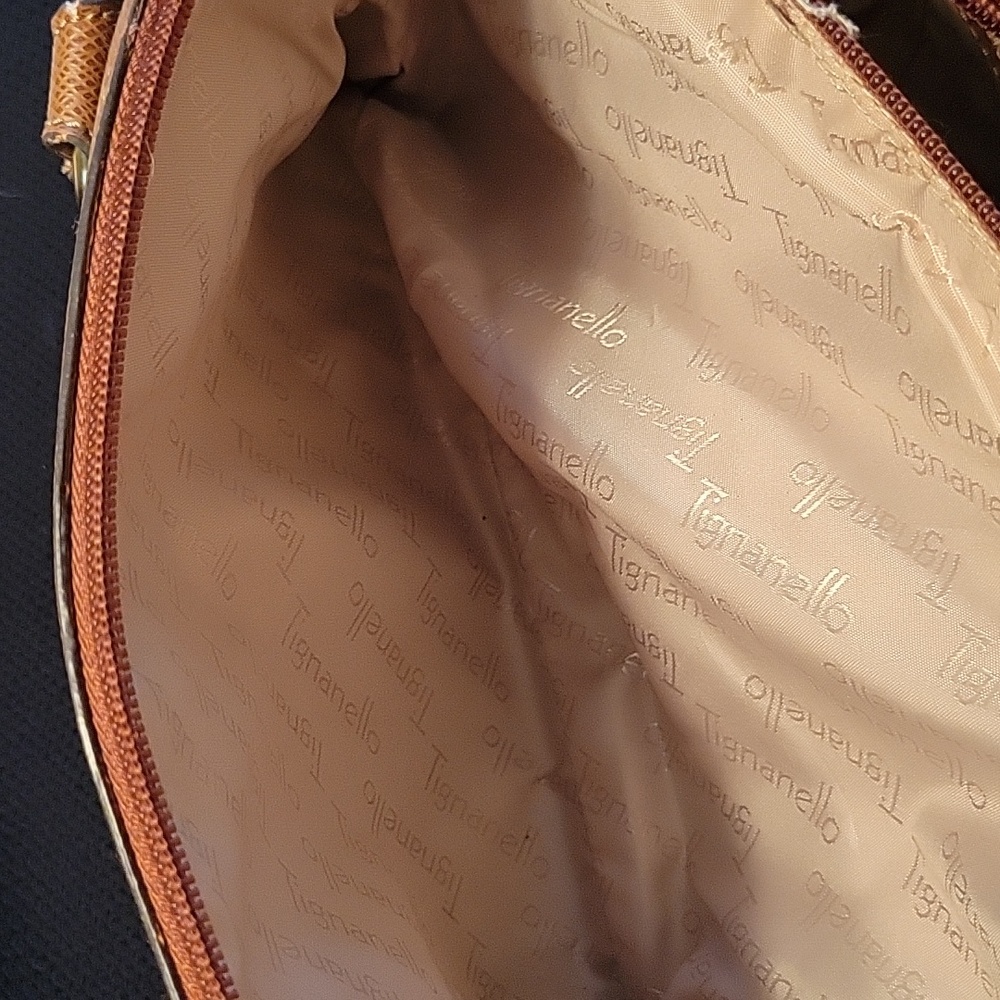 Tignanello leather satchel in brown. bronze & gold. - Picture 5 of 11
